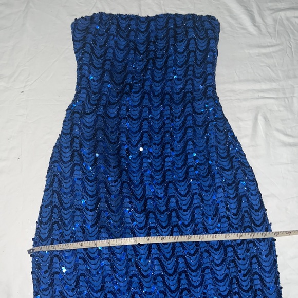 Vintage 60’s-70’s Mike Benet Formals Blue Strapless Sequin Evening Dress, xs fit - Picture 11 of 13